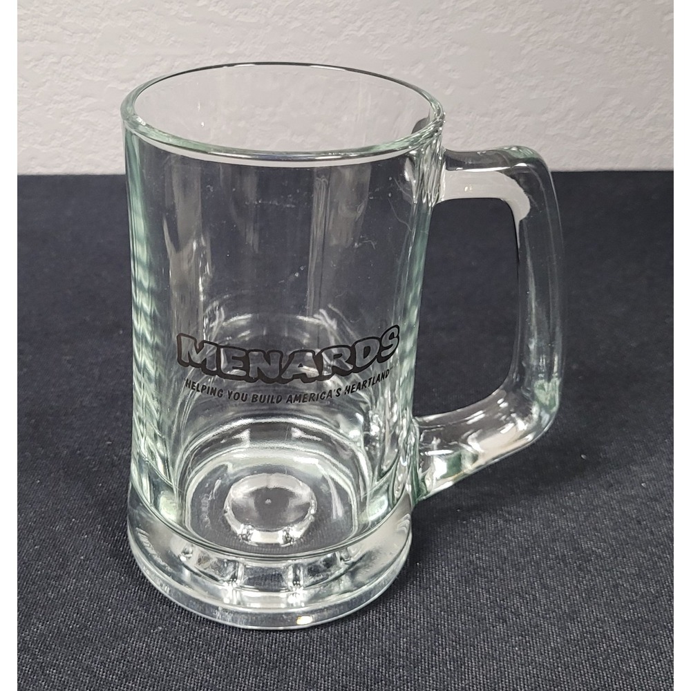 Vintage Luminarc Menards Clear Glass Beer Mug Stein Thumbprint Pat Pending 16oz